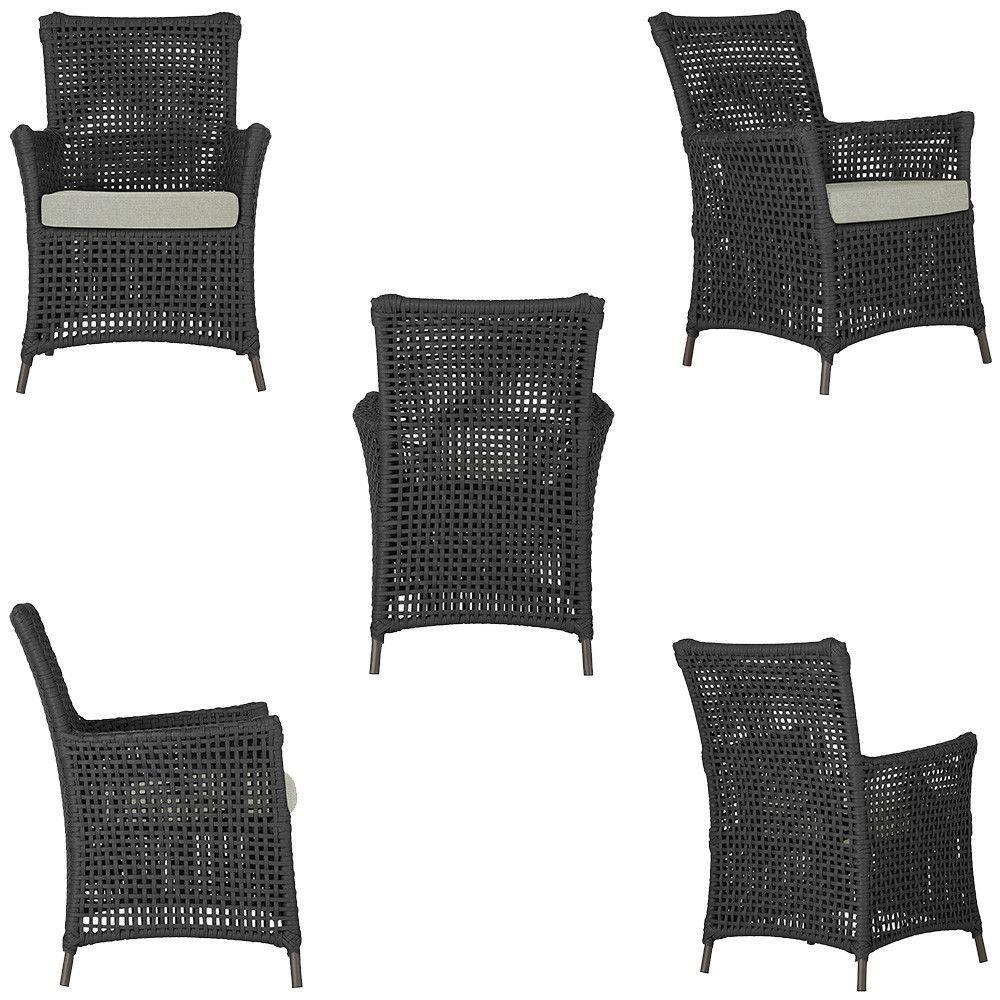 4 Poltronas E 1 Mesa Igapó Alumínio Marrom Corda Náutica E3 Preto - 3