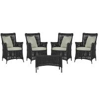 4 Poltronas E 1 Mesa Igapó Alumínio Marrom Corda Náutica E3 Preto - 1