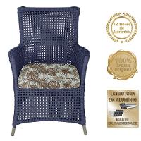 4 Poltronas E 1 Mesa Igapó Alumínio Fendi Corda Náutica E6 Azul - 5