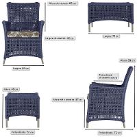 4 Poltronas E 1 Mesa Igapó Alumínio Fendi Corda Náutica E6 Azul - 6