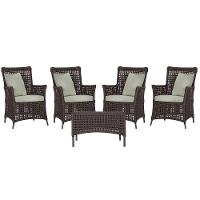 4 Poltronas E 1 Mesa Igapó Alumínio Preta Corda Náutica E3 Marrom - 1