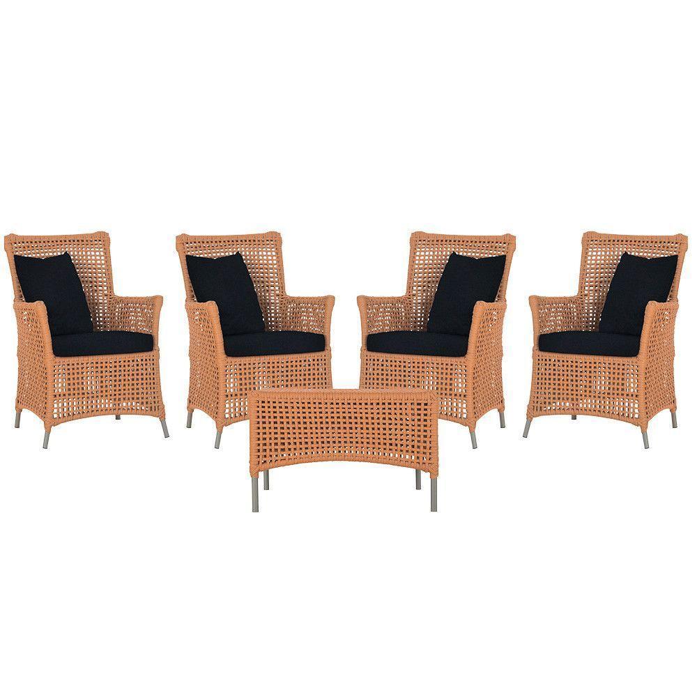 4 Poltronas E 1 Mesa Igapó Alumínio Fendi Corda Náutica E12 Terra Cota - 1