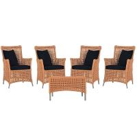 4 Poltronas E 1 Mesa Igapó Alumínio Fendi Corda Náutica E12 Terra Cota - 1