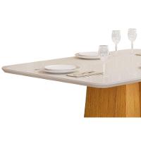 Mesa de Sala Jantar Italia c/Tampo Madeirado Vidro 120x90cm Cedro/Off White - DJ Móveis - 6