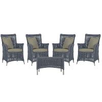 4 Poltronas E 1 Mesa Igapó Alumínio Fendi Corda Náutica E8 Prata - 1