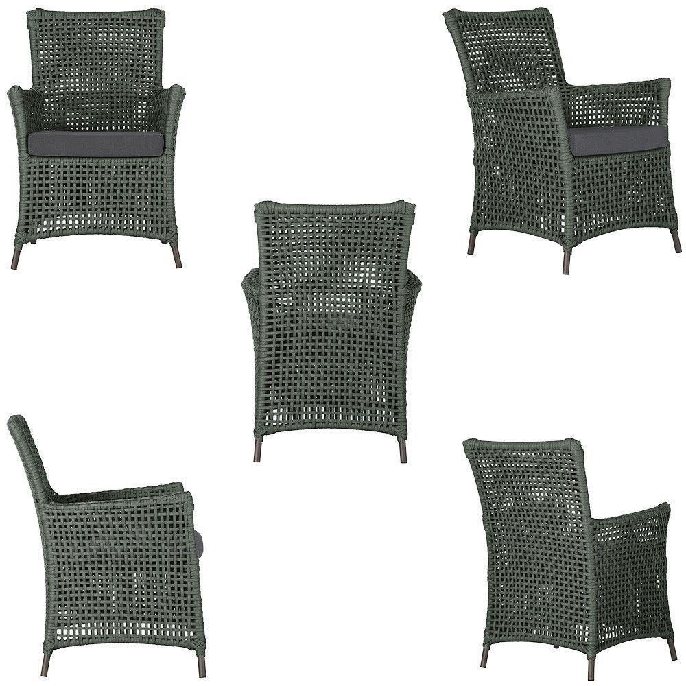 4 Poltronas E 1 Mesa Igapó Alumínio Marrom Corda Náutica E11 Verde - 5