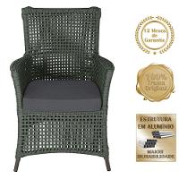 4 Poltronas E 1 Mesa Igapó Alumínio Marrom Corda Náutica E11 Verde - 3