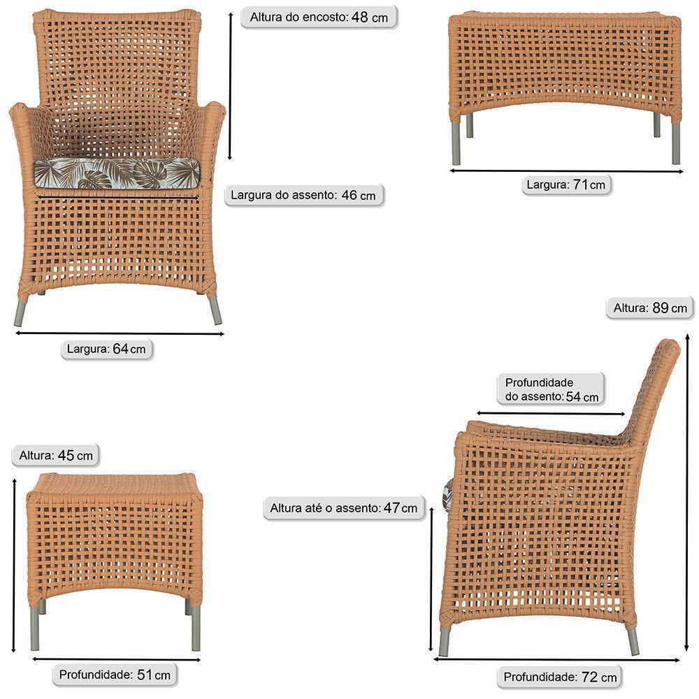 4 Poltronas E 1 Mesa Igapó Alumínio Fendi Corda Náutica E6 Terra Cota - 6