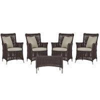 4 Poltronas E 1 Mesa Igapó Alumínio Fendi Corda Náutica E7 Marrom - 1