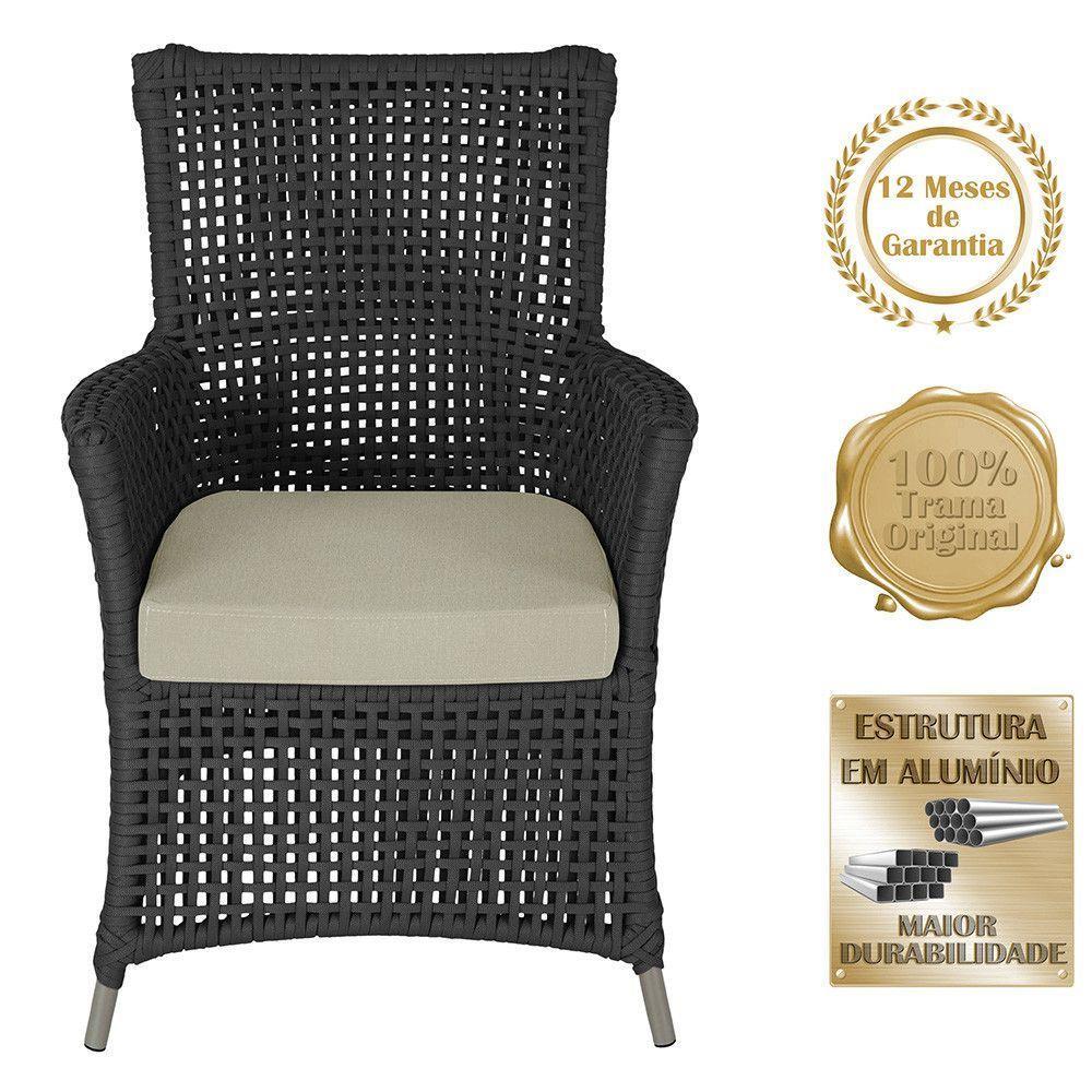 4 Poltronas E 1 Mesa Igapó Alumínio Fendi Corda Náutica E7 Preto - 5