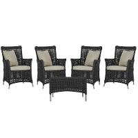 4 Poltronas E 1 Mesa Igapó Alumínio Fendi Corda Náutica E7 Preto - 1