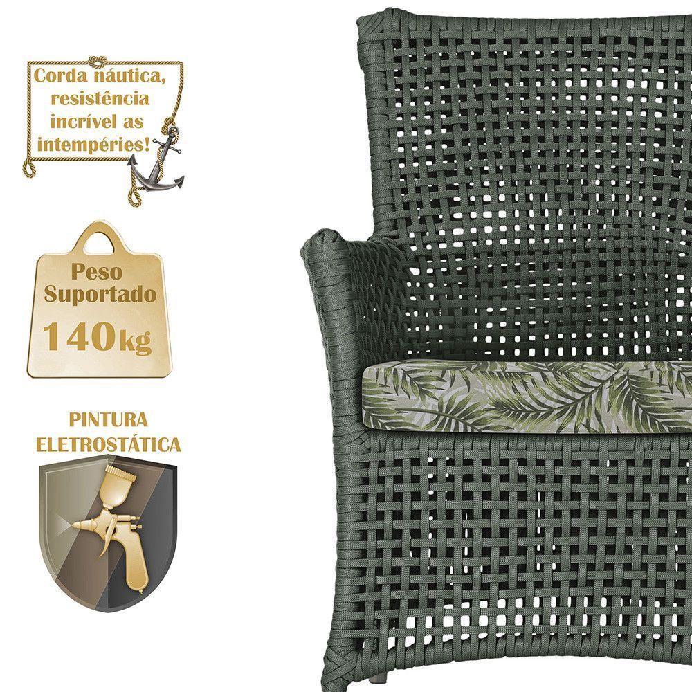 2 Poltronas 1 Mesa Igapó Em Alumínio Fendi Corda Náutica E5 Verde - 3