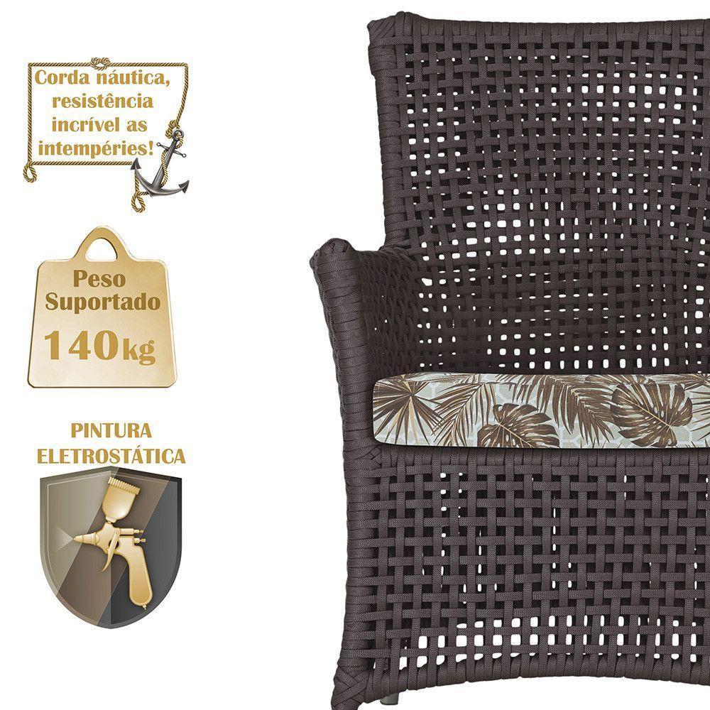 4 Poltronas E 1 Mesa Igapó Alumínio Fendi Corda Náutica E6 Marrom - 4