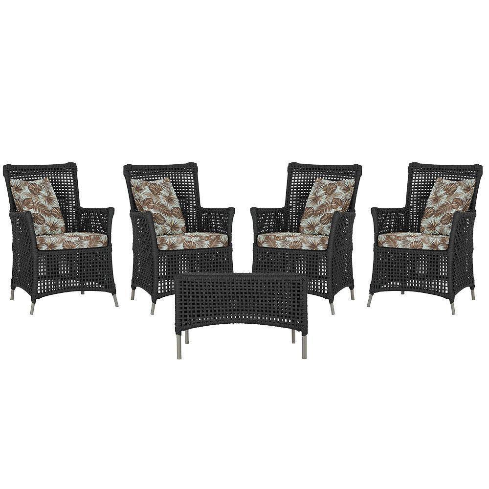 4 Poltronas E 1 Mesa Igapó Alumínio Fendi Corda Náutica E6 Preto - 1