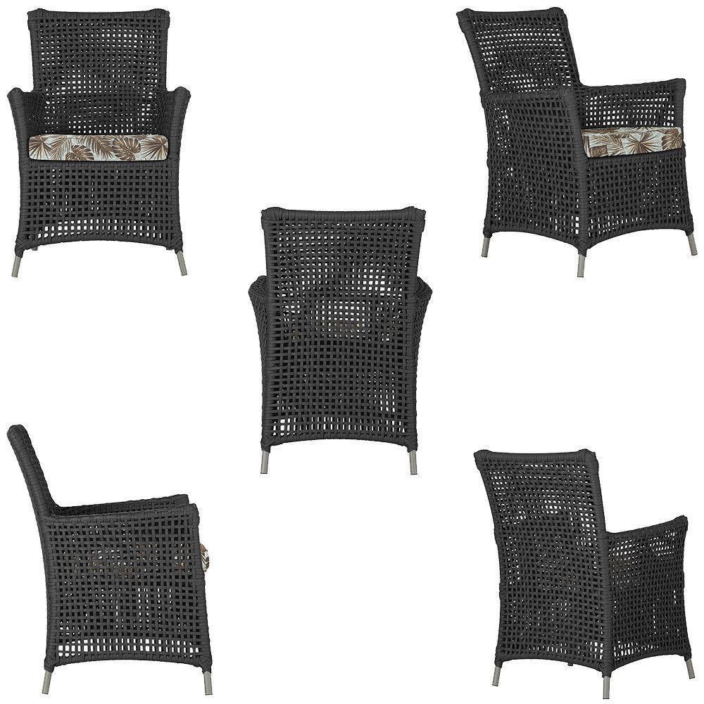 4 Poltronas E 1 Mesa Igapó Alumínio Fendi Corda Náutica E6 Preto - 3