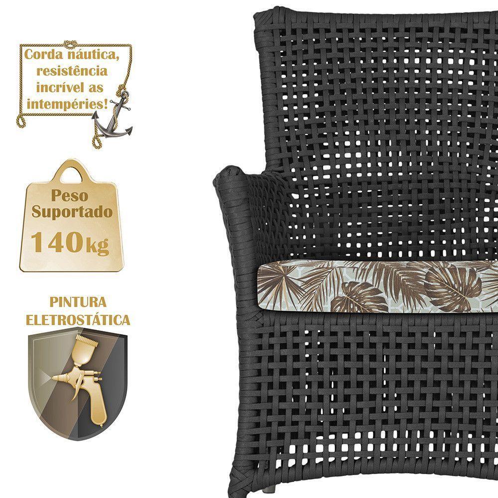 4 Poltronas E 1 Mesa Igapó Alumínio Fendi Corda Náutica E6 Preto - 4