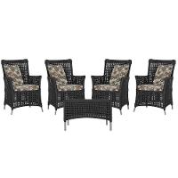 4 Poltronas E 1 Mesa Igapó Alumínio Fendi Corda Náutica E6 Preto - 1