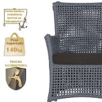 2 Poltronas E 1 Mesa Igapó Alumínio Fendi Corda Náutica E9 Prata