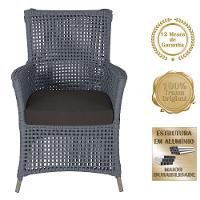 2 Poltronas E 1 Mesa Igapó Alumínio Fendi Corda Náutica E9 Prata - 5