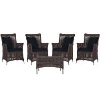 4 Poltronas E 1 Mesa Igapó Alumínio Fendi Corda Náutica E12 Marrom - 1