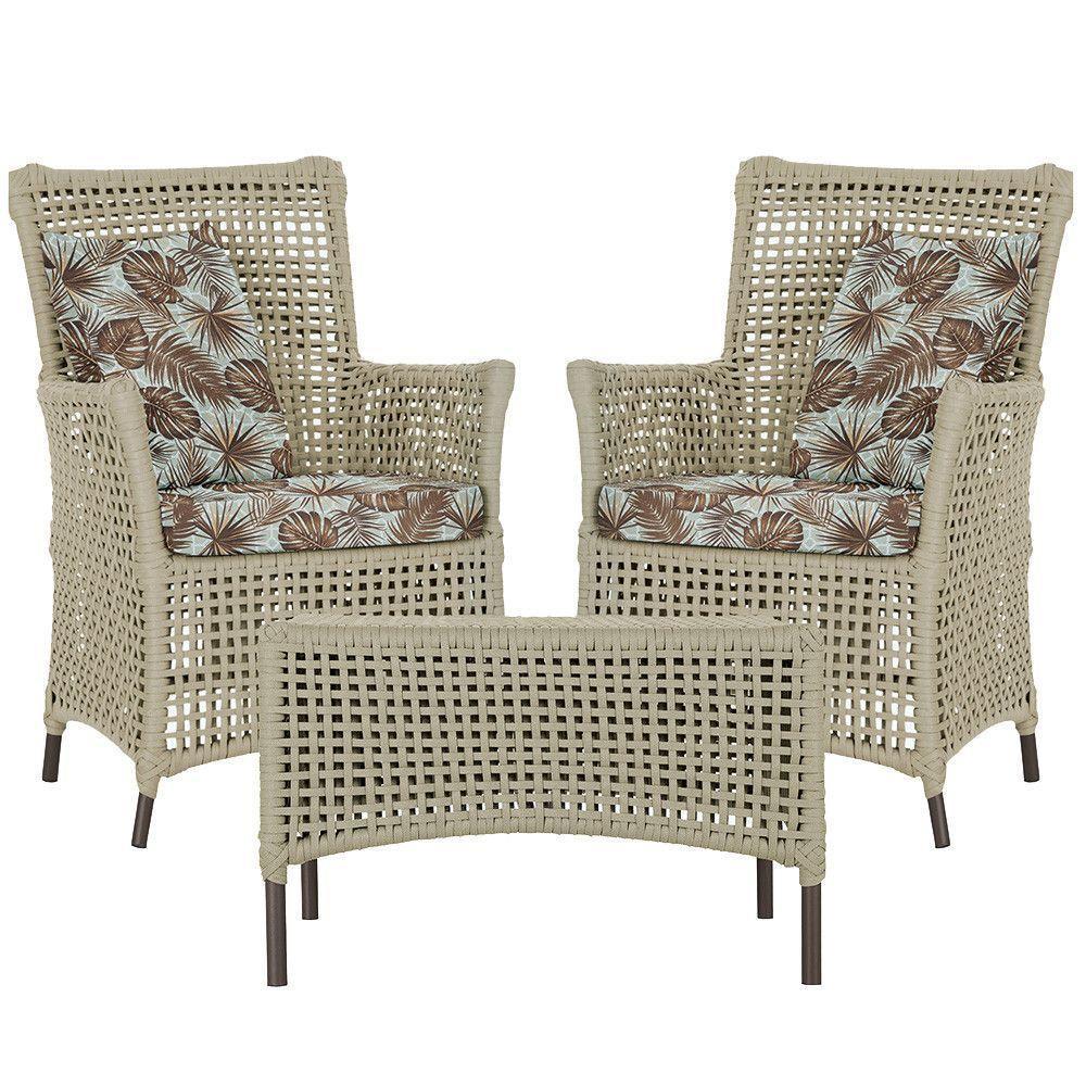 2 Poltronas E 1 Mesa Igapó Alumínio Marrom Corda Náutica E6 Rami - 1