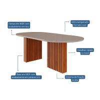 Mesa de Sala Jantar Ester c/Tampo Madeirado Vidro Oval 210x100cm Cinamomo/Off White - Cimol - 5