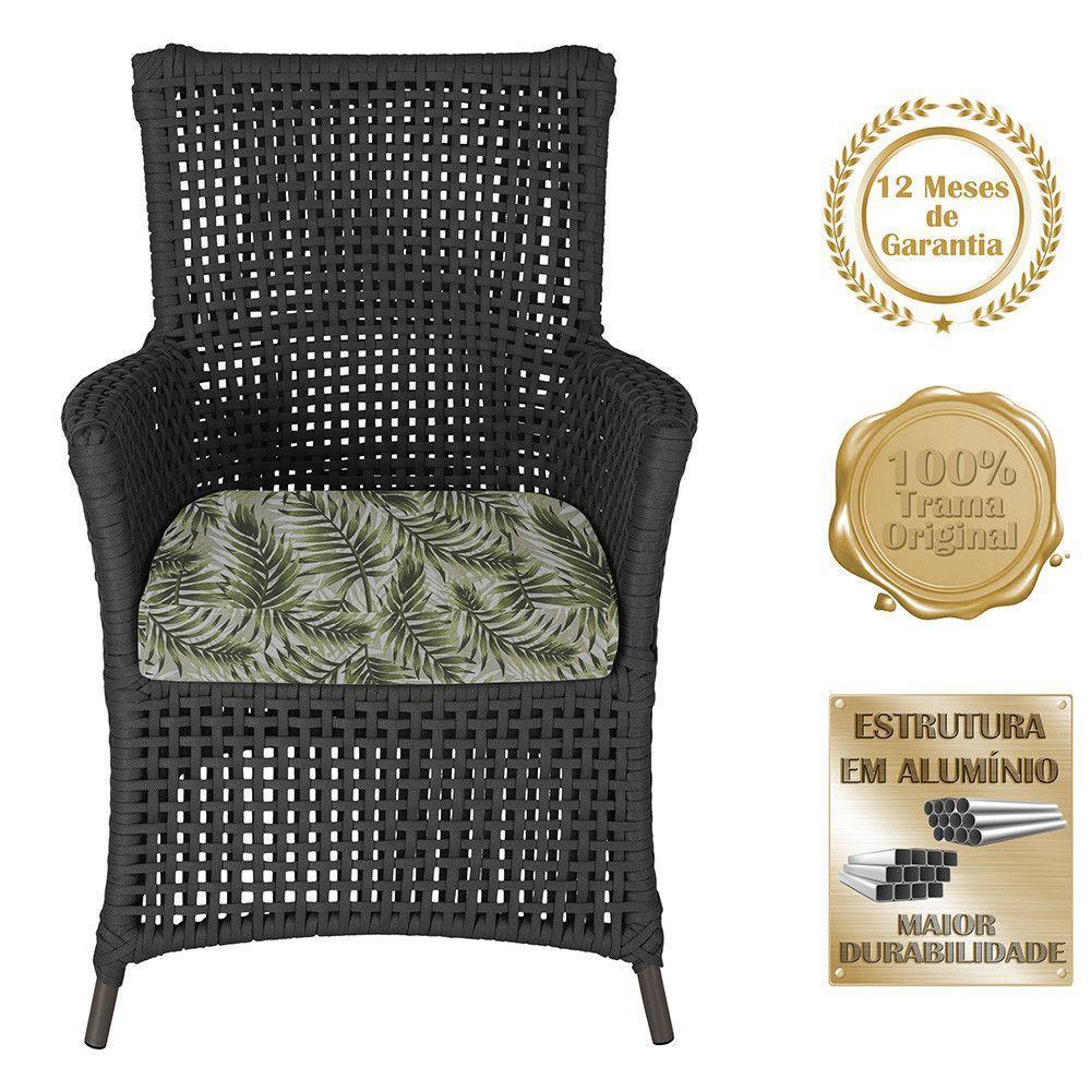 4 Poltronas E 1 Mesa Igapó Alumínio Marrom Corda Náutica E5 Preto - 5