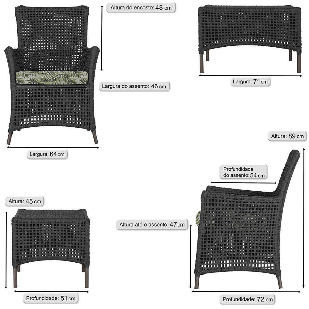 4 Poltronas E 1 Mesa Igapó Alumínio Marrom Corda Náutica E5 Preto - 6
