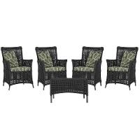 4 Poltronas E 1 Mesa Igapó Alumínio Marrom Corda Náutica E5 Preto - 1