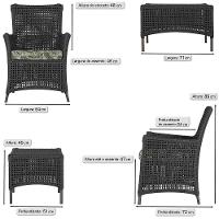 4 Poltronas E 1 Mesa Igapó Alumínio Marrom Corda Náutica E5 Preto - 6