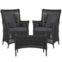 2 Poltronas E 1 Mesa Igapó Alumínio Preta Corda Náutica E11 Preto - 1