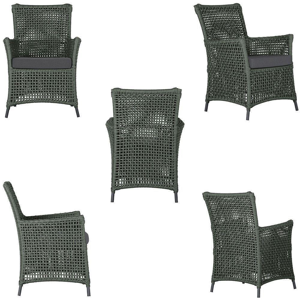 2 Poltronas E 1 Mesa Igapó Alumínio Preta Corda Náutica E11 Verde - 2