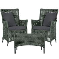 2 Poltronas E 1 Mesa Igapó Alumínio Preta Corda Náutica E11 Verde - 1