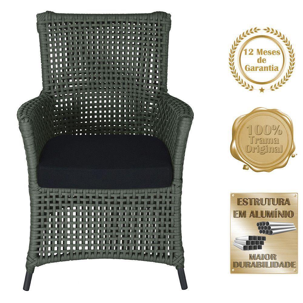 2 Poltronas E 1 Mesa Igapó Alumínio Preta Corda Náutica E12 Verde - 3