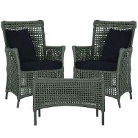 2 Poltronas E 1 Mesa Igapó Alumínio Preta Corda Náutica E12 Verde - 1