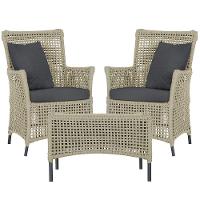 2 Poltronas E 1 Mesa Igapó Alumínio Preta Corda Náutica E11 Rami - 1