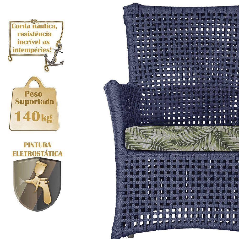 4 Poltronas E 1 Mesa Igapó Alumínio Fendi Corda Náutica E5 Azul - 4