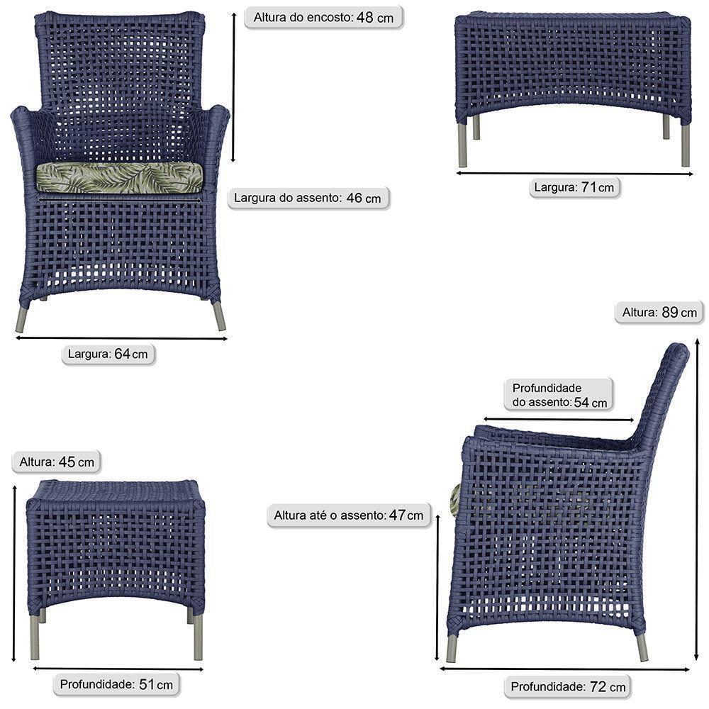 4 Poltronas E 1 Mesa Igapó Alumínio Fendi Corda Náutica E5 Azul - 6