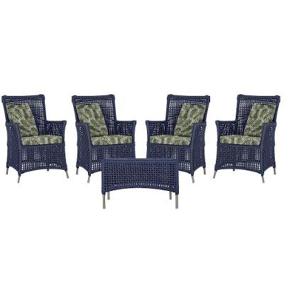 4 Poltronas E 1 Mesa Igapó Alumínio Fendi Corda Náutica E5 Azul