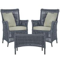 2 Poltronas 1 Mesa Igapó Em Alumínio Preta Corda Náutica E3 Prata - 1