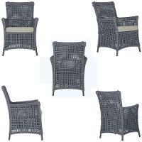 2 Poltronas 1 Mesa Igapó Em Alumínio Preta Corda Náutica E3 Prata - 3