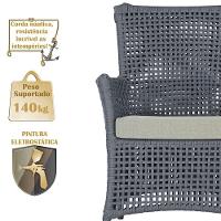 2 Poltronas 1 Mesa Igapó Em Alumínio Preta Corda Náutica E3 Prata