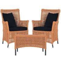 2 Poltronas E 1 Mesa Igapó Alumínio Preta Corda Náutica E12 Terra Cota - 1