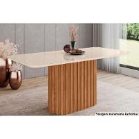 Mesa de Sala Jantar Solana SC84 c/Tampo Madeirado Vidro Curvo 180x90cm Nature/Off White - Henn - 2