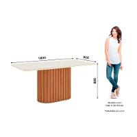 Mesa de Sala Jantar Solana SC84 c/Tampo Madeirado Vidro Curvo 180x90cm Nature/Off White - Henn - 5