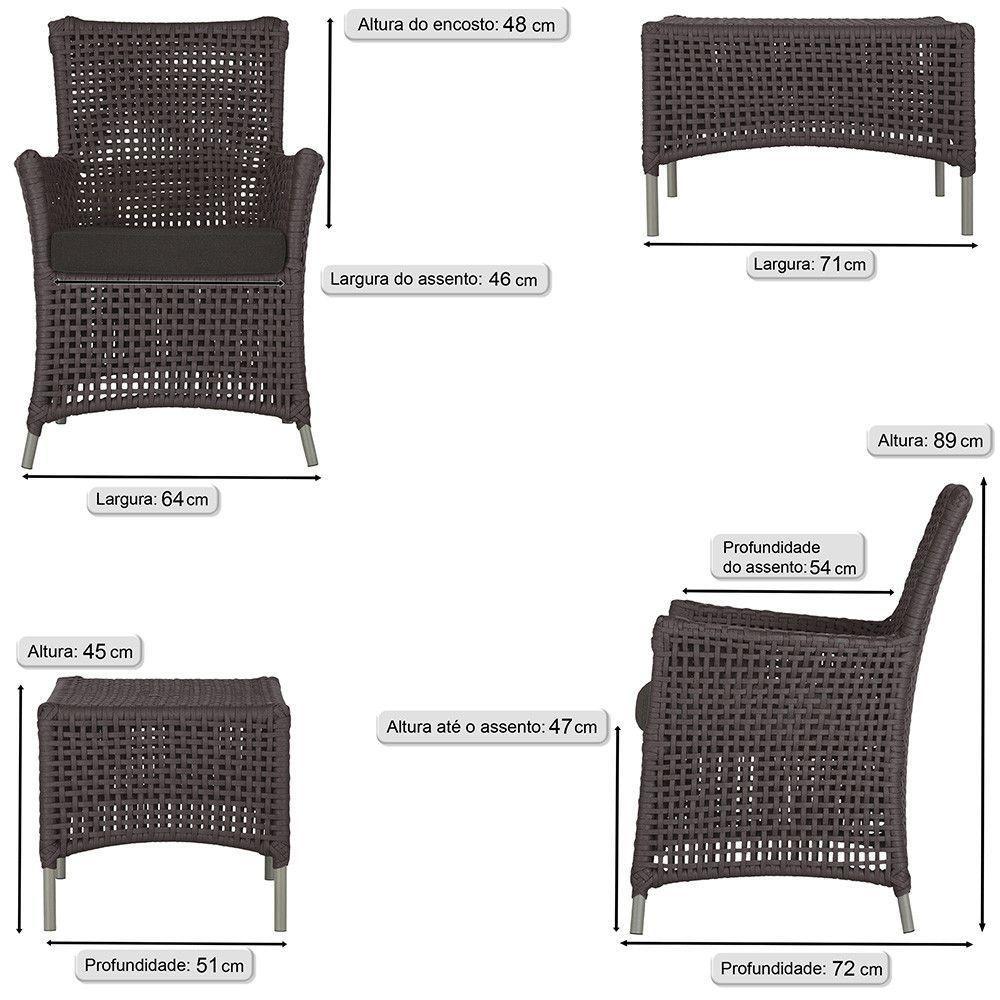 4 Poltronas E 1 Mesa Igapó Alumínio Fendi Corda Náutica E9 Marrom - 3