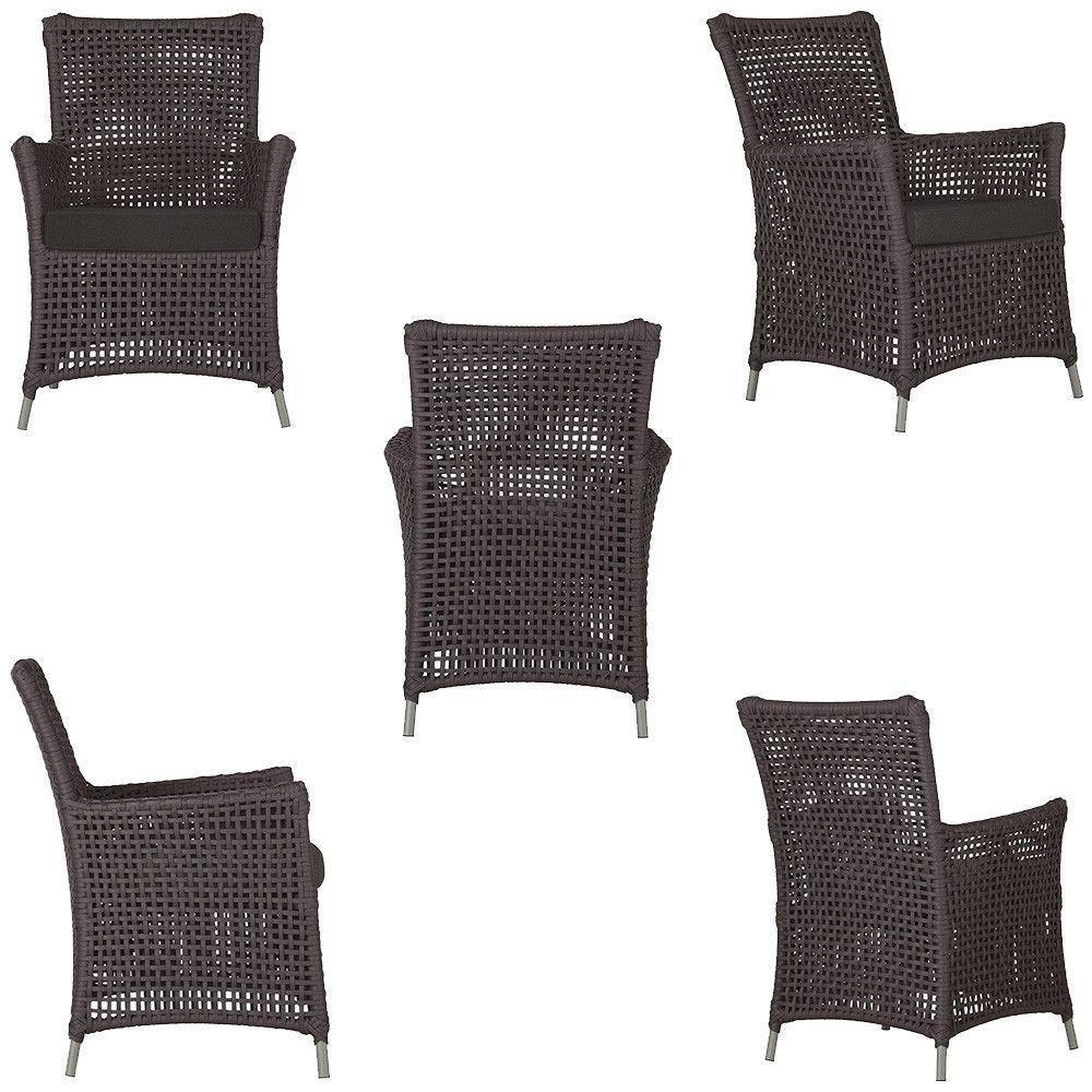 4 Poltronas E 1 Mesa Igapó Alumínio Fendi Corda Náutica E9 Marrom - 4