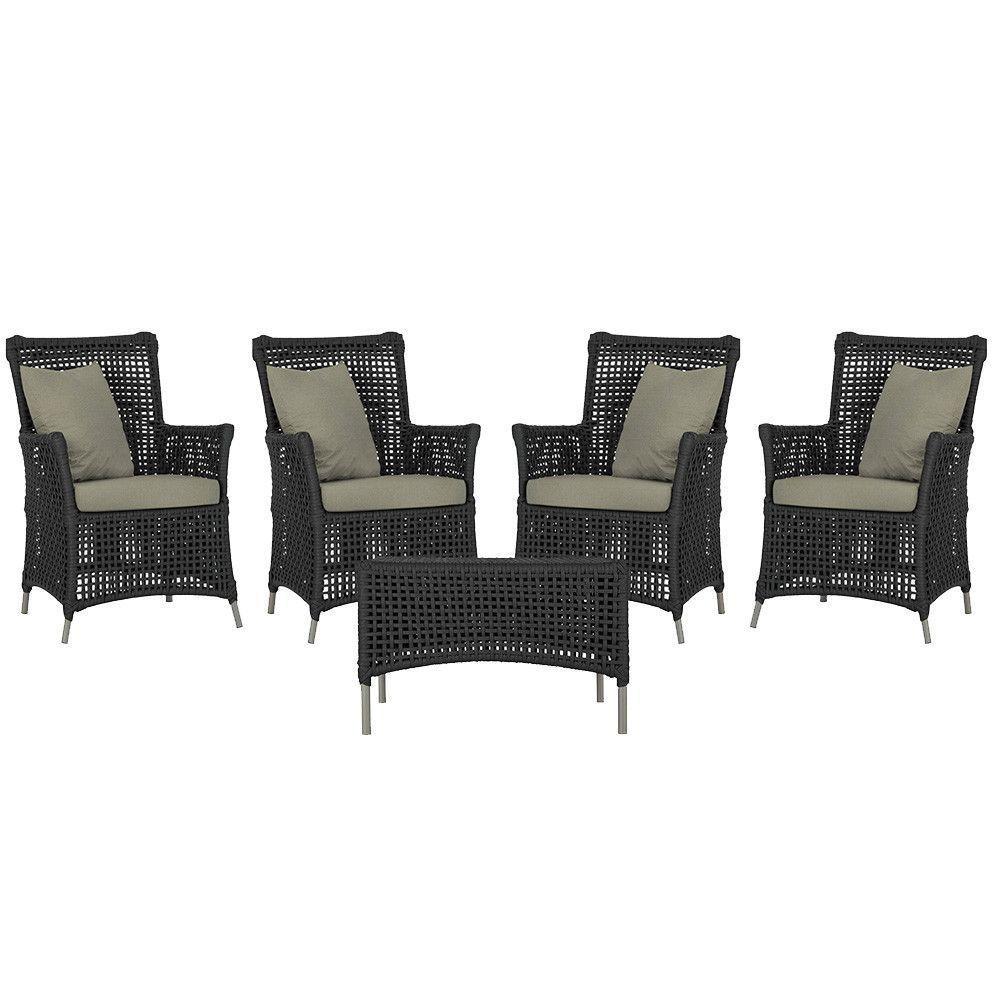 4 Poltronas E 1 Mesa Igapó Alumínio Fendi Corda Náutica E8 Preto - 1