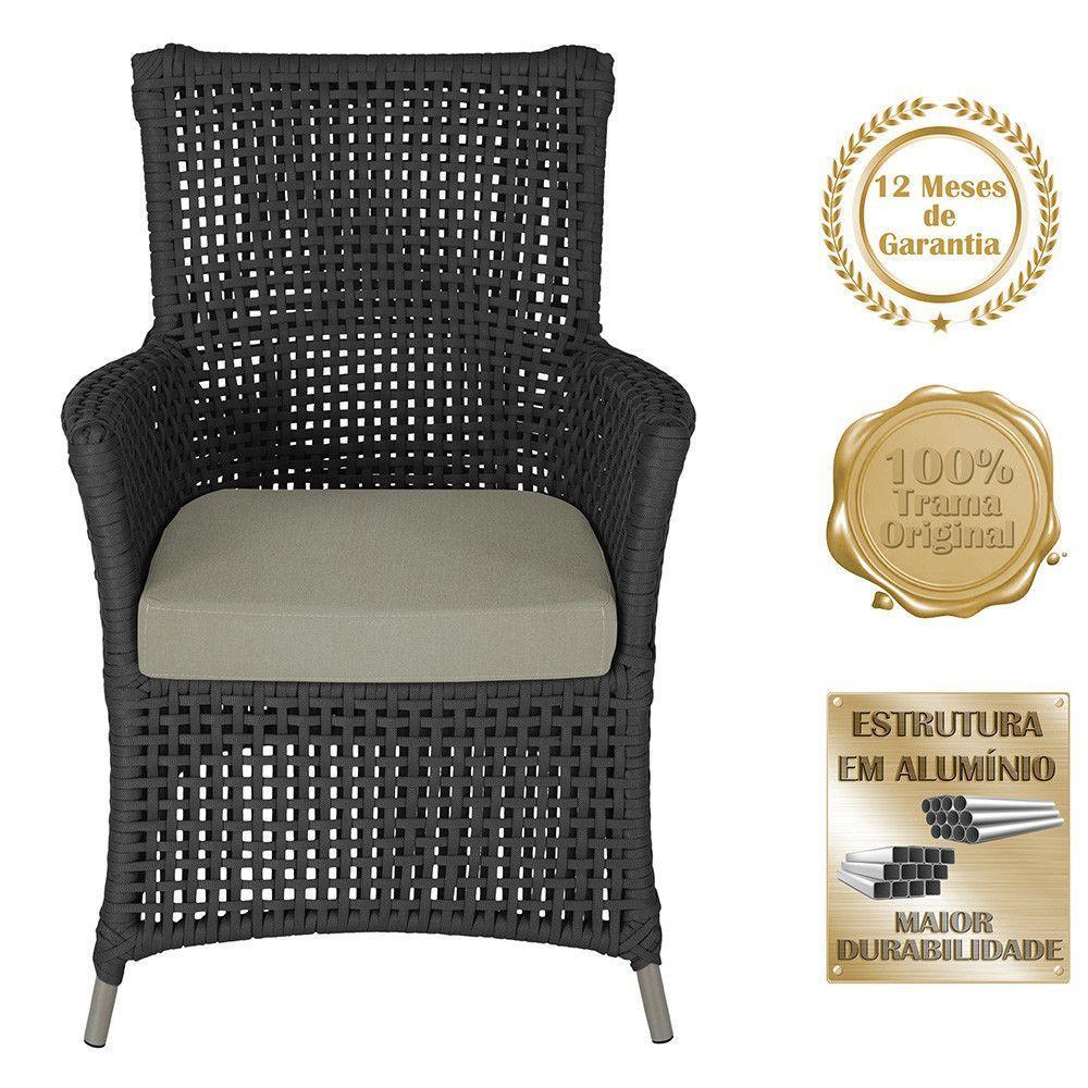 4 Poltronas E 1 Mesa Igapó Alumínio Fendi Corda Náutica E8 Preto - 5