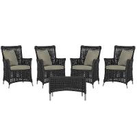 4 Poltronas E 1 Mesa Igapó Alumínio Fendi Corda Náutica E8 Preto - 1